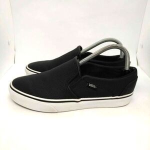 Vans Off The Wall Black Leather Perforated Slip On Shoes Womens Size 8.5 Black‎